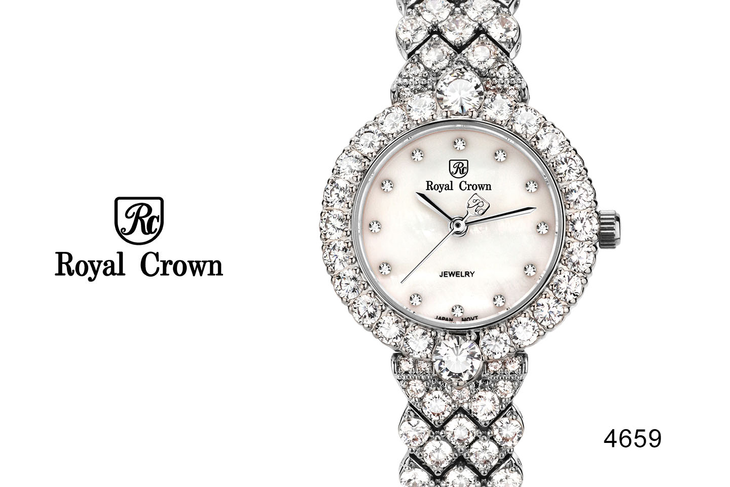 Royal Crown Crystal Bracelet Watch 2527B-SS-1M